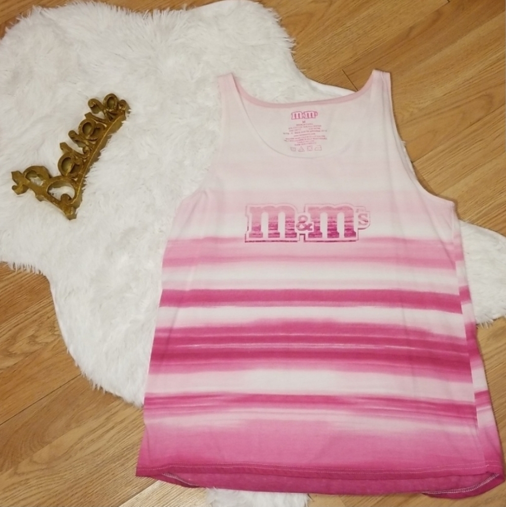 M&M's Store Pink and White Tank Sz M